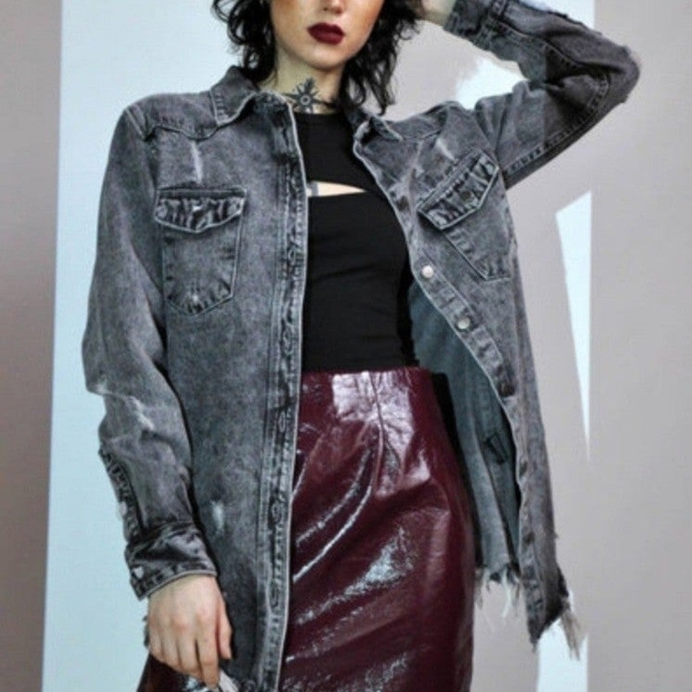 Noctex American Bazi Distressed Denim Shirt Jacket Sizd M